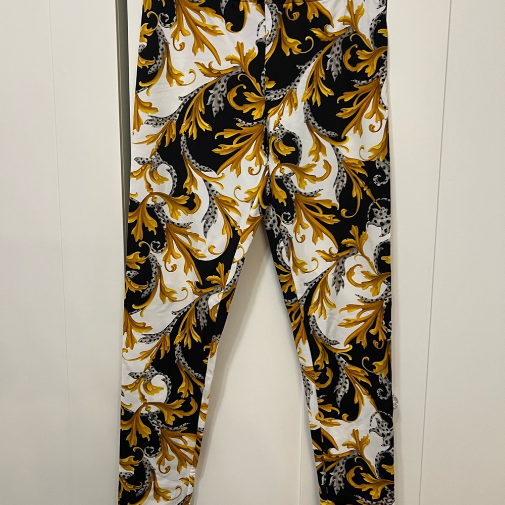 Versace Black and Gold Baroque Leggings